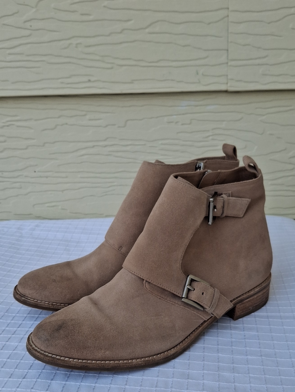 Michael Kors Adams Monk Strap Bootie Women's Size 8 Beige Suede Ankle Boots